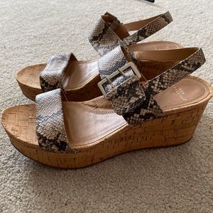 Snakeskin open toe sandal heel wedges